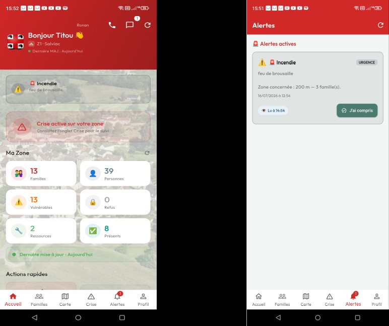 Réception d'une alerte sur le téléphone du relais terrain